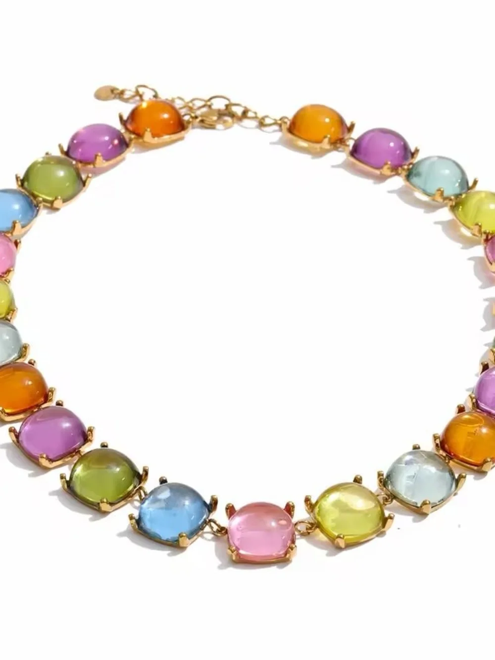 Pastel Multi-Color Crystal Tennis Necklace & Bracelet Set - Picture 4 of 6